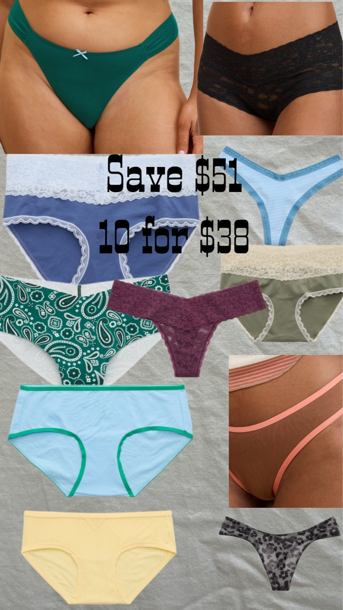 Aerie underwear on sale now! Save $51 get 10 for $38.

#LTKSaleAlert #LTKmorningroutine #LTKselfcare