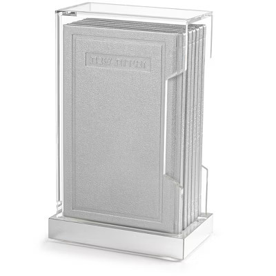 Waterdale Collection - Tall Hardcover Leather & Lucite Bencher Set Silver & Silver | Target