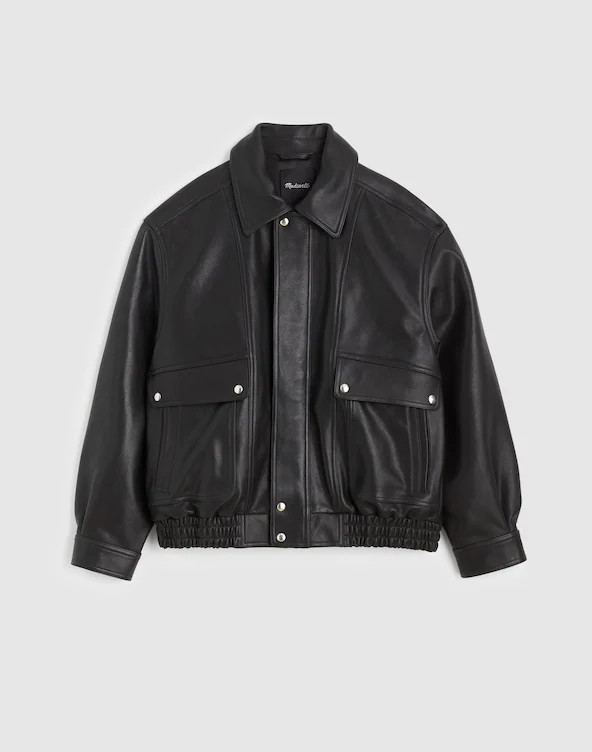 Utility Bomber Jacket in Leather | Madewell