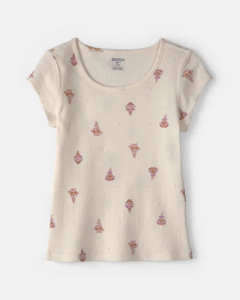 Girls Floral Ribbed Top - Cream - OshKosh B'gosh | Carter's | Carter's Inc