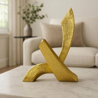 Gold 8.5 in. x 8 in. Aluminum Abstract Decorative Art Object Metal Sculpture | The Home Depot
