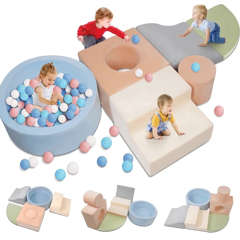 Yexmas 6-Piece Climbing Toys Soft Foam Set with Ball Pit,Indoor Play Gym Set for Toddlers Ages | Walmart (US)