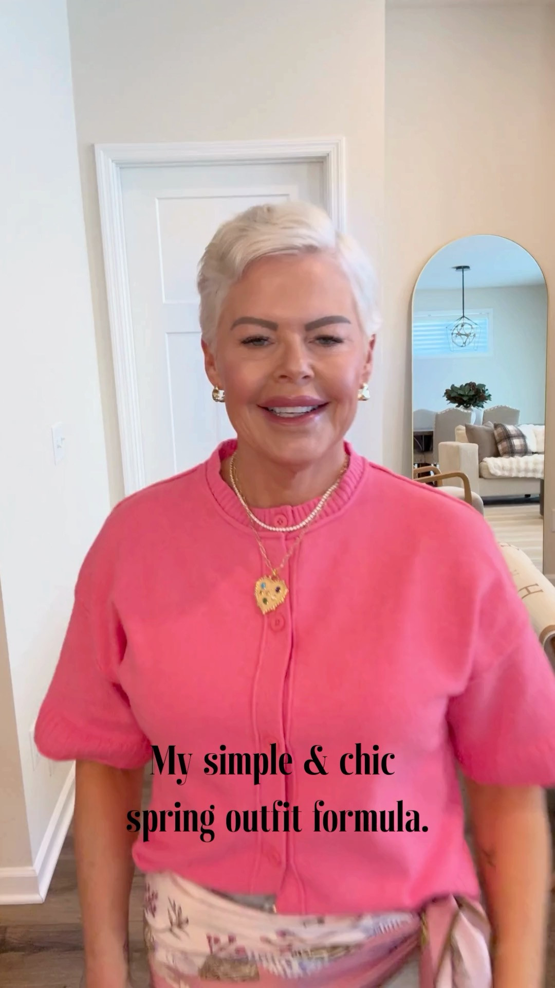 My simple & chic spring outfit formula: Lightweight cotton sweater in bubble gum pink (size small) from Amazon, my favorite light denim wide leg jeans from Amazon (size small) and I've added a scarf for some personality. To keep it casual, I am wearing my new Nike pink sneakers. Accessories are also all from Amazon. This outfit is ideal for lunches or a causal dinner. 

 #LTKootd #LTKmomlife #LTKOver40