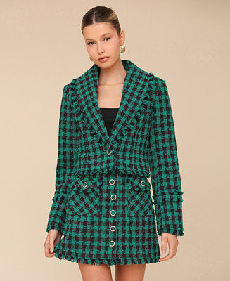 Avec Les Filles Women's Fringe Shawl-Collar Crop Jacket - Macy's | Macy's