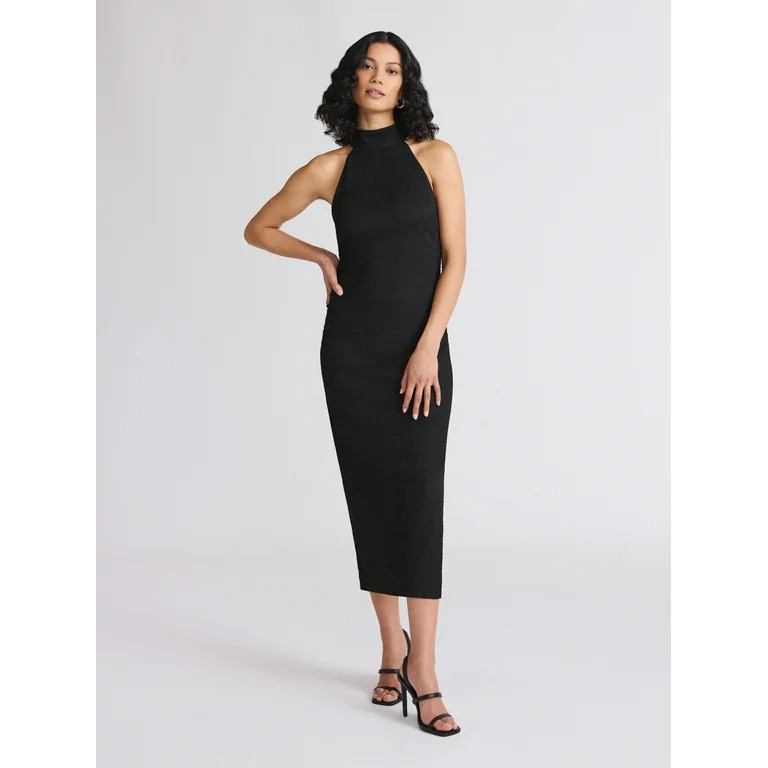 Sofia by Sofia Vergara Women's Halter Midi Dress, Mid Calf Length, Sizes XS-XXXL | Walmart (US)