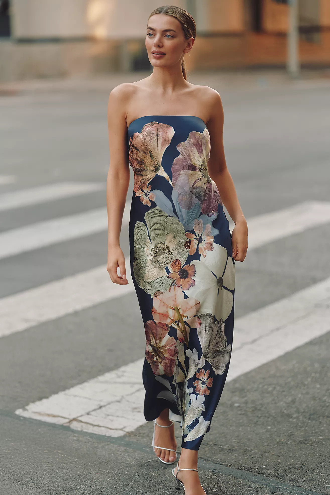 The Fleur Strapless Satin Maxi Slip Dress | Anthropologie (US)