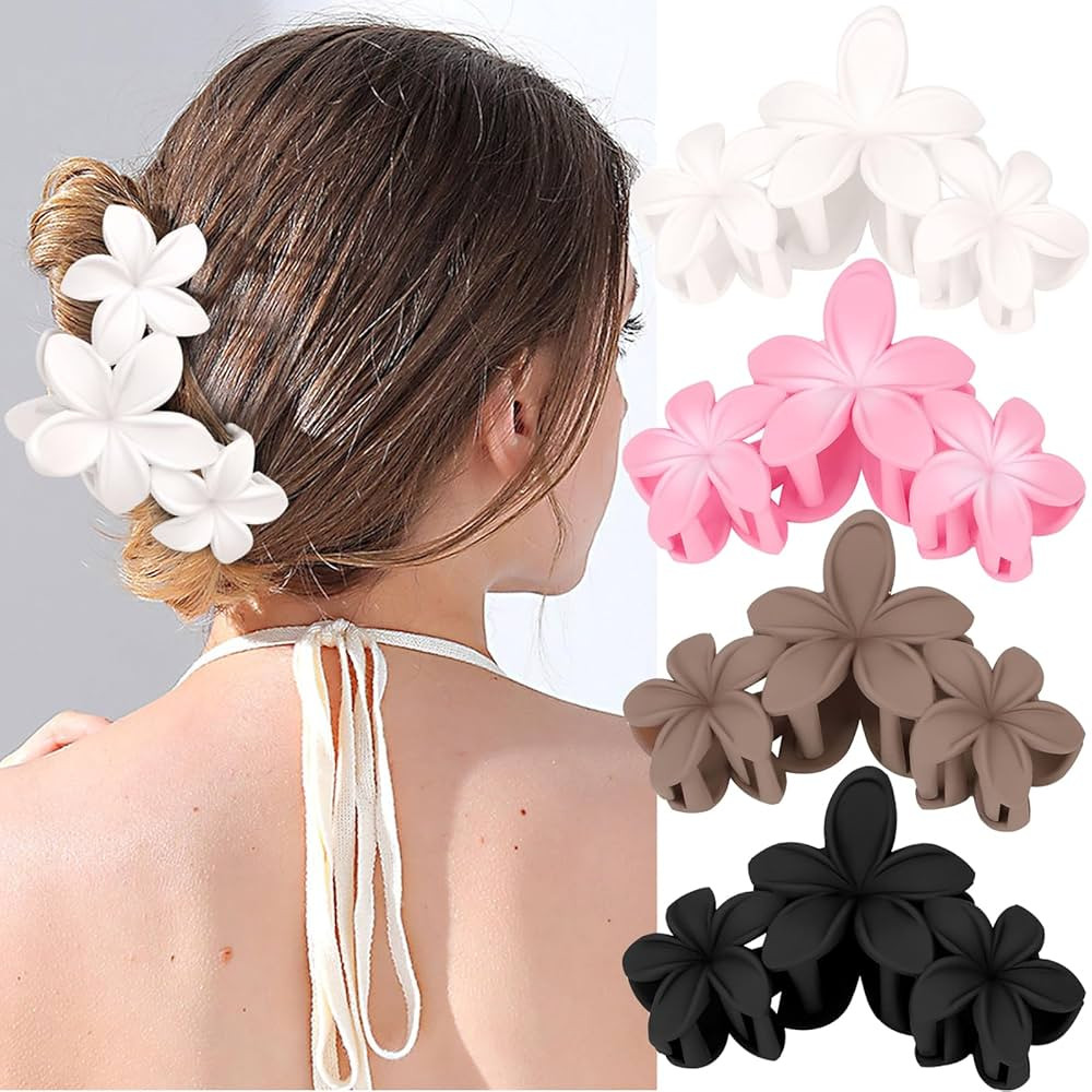 Ondder 4 Pcs Flower Large Matte Non-Slip Claw Hair Clips for Women and Girls - Thick Hair Strong ... | Amazon (US)