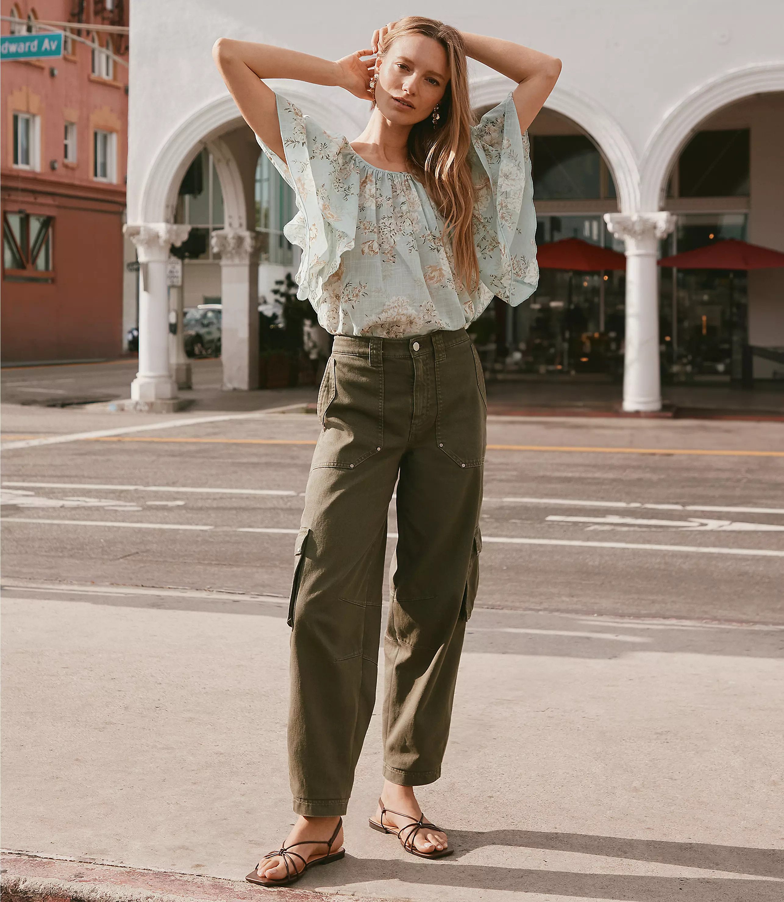 Petite Cargo Barrel Pants in Twill | LOFT