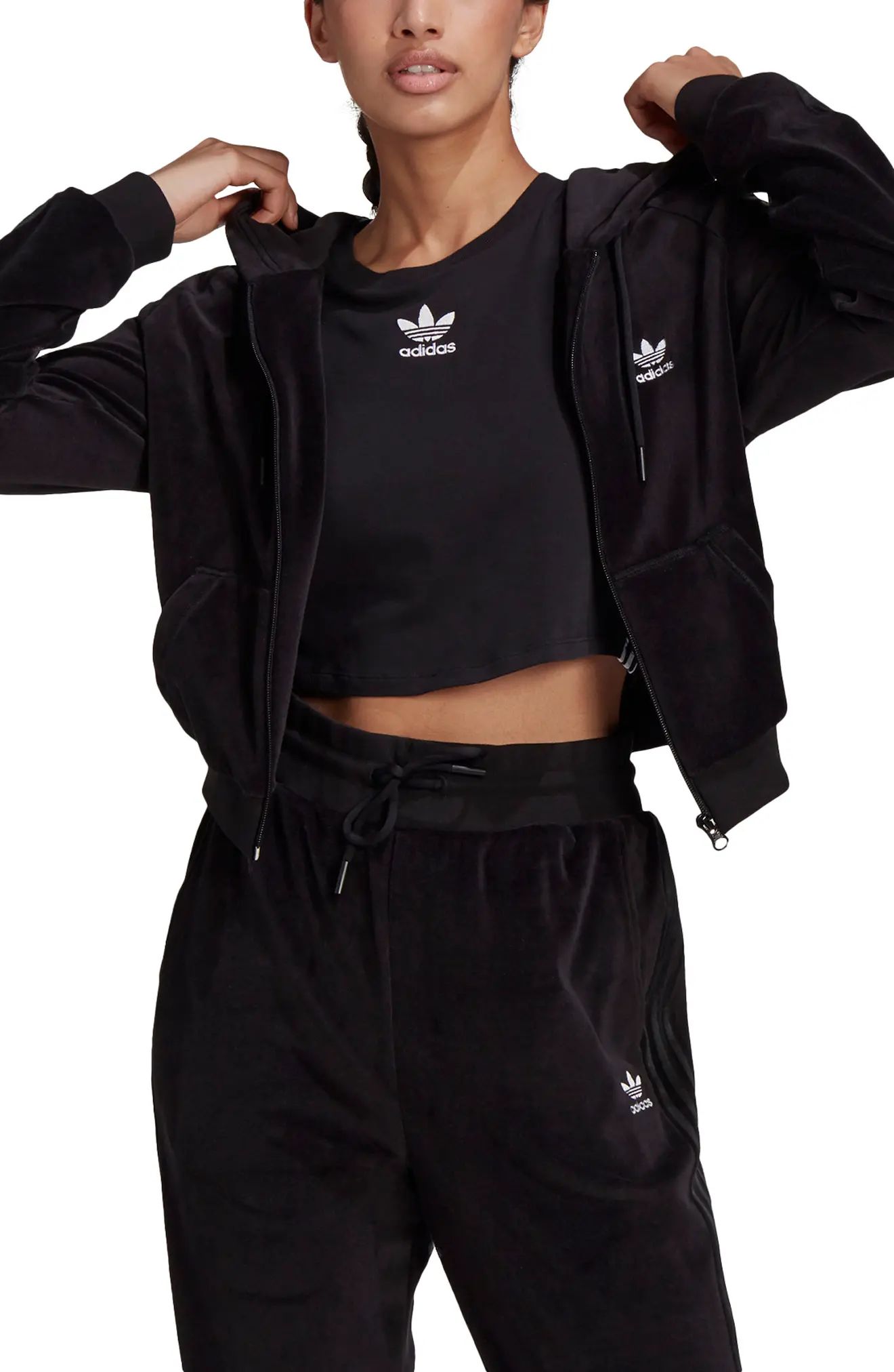adidas Originals Front Zip Hoodie, Size Small in Black at Nordstrom | Nordstrom
