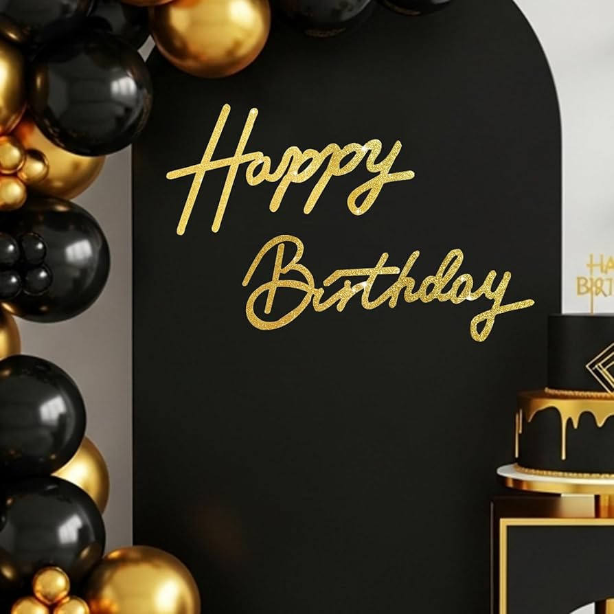 TONIFUL Happy Birthday Sign for Backdrop - Glitter Gold Felt Banner - Includes Dot Glue - Perfect... | Amazon (US)