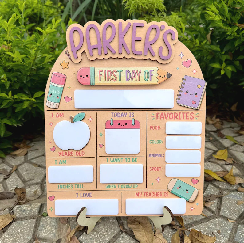 Personalized First Day Of School Wooden Sign, First & Last Day of School Interchangeable Sign, 1s... | Etsy (Global)