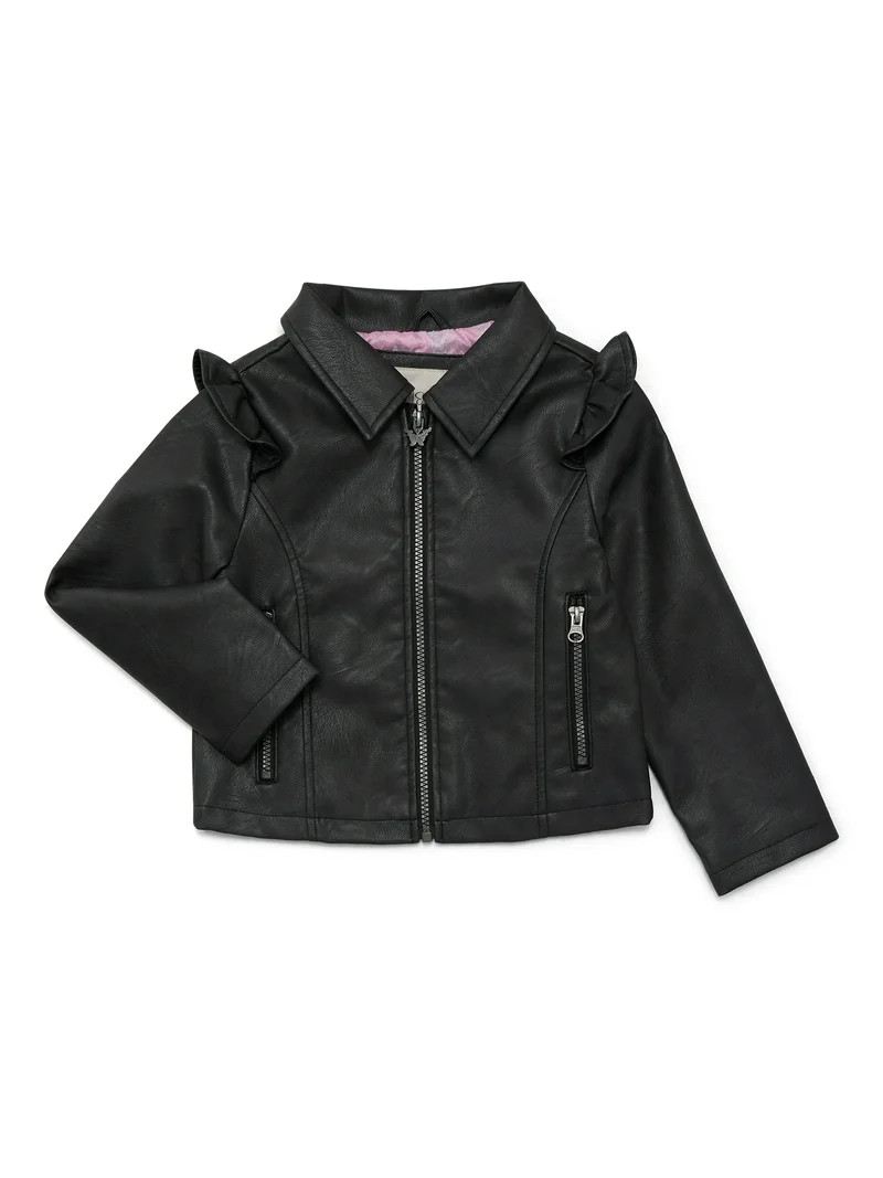 Jessica Simpson Girls Faux Leather Ruffle Moto Jacket, XS-2XL - Walmart.com | Walmart (US)