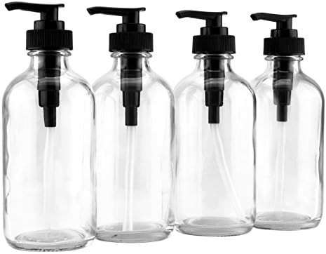 8-Ounce Clear Glass Pump Bottles (4-Pack w/Black Plastic Pumps), Great as Essential Oil Bottles, ... | Amazon (US)