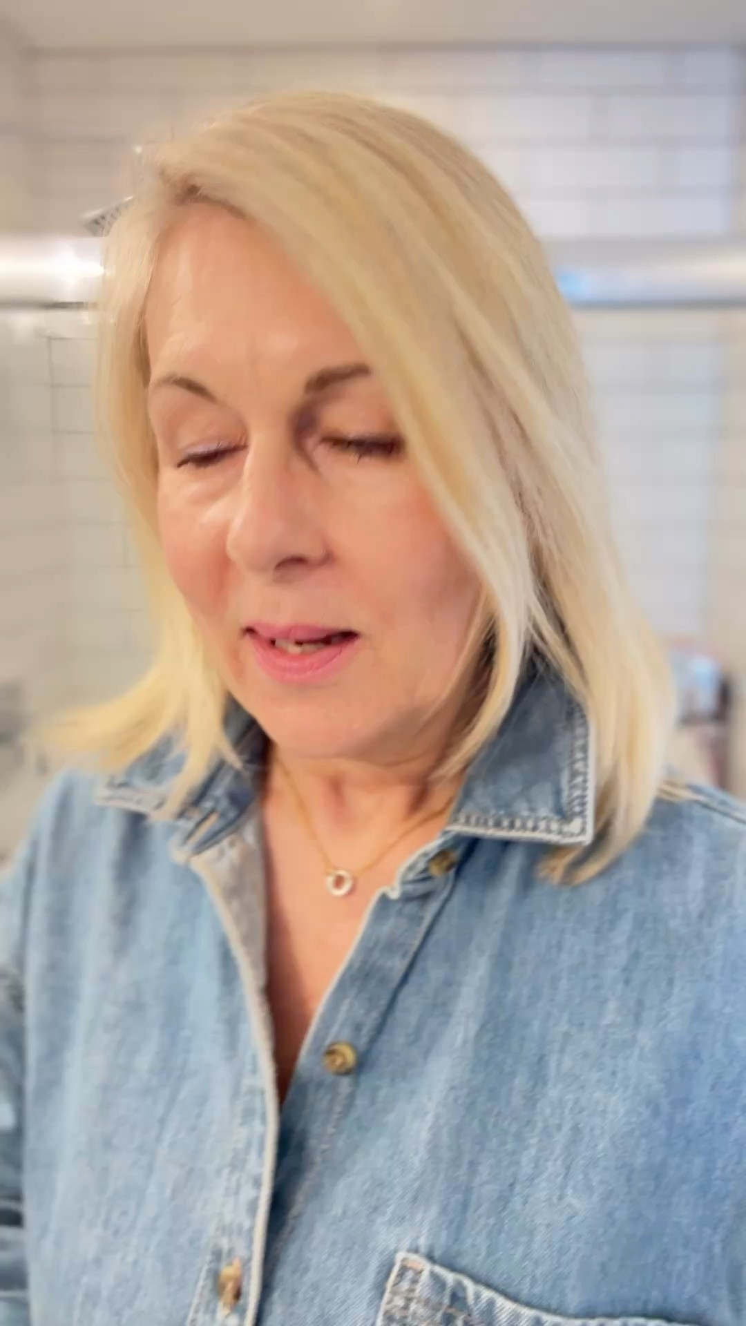 When you find a perfect blush, you don’t get keep. So this blush from Rhode OK in the shade Piggy is so good. I wear it almost every single day. It’s such a really nice soft pink and it stays on which is nice so if you’re looking for a really nice soft pink blush definitely check out Rhode.  
My denim shirt is from Old Navy in size L. 

#LTKbeauty #LTKover50style #LTKmidsize