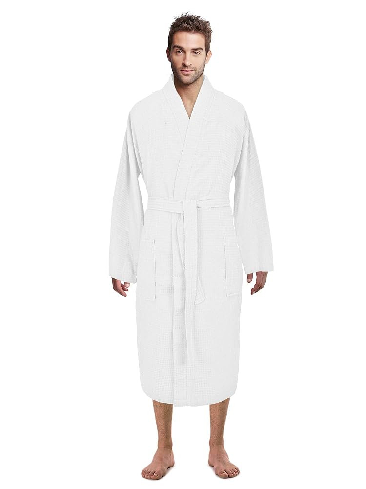 Turkish Linen Waffle Knit Lightweight Kimono Spa & Bath Robes for Men - Quick Dry - Soft | Amazon (US)