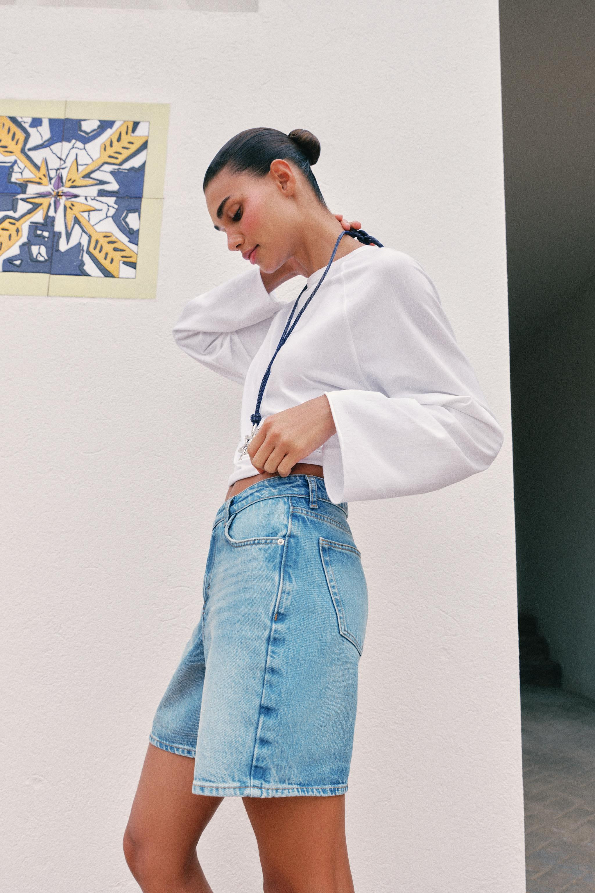 Z1975 CROSS-OVER WAIST DENIM SHORTS | Zara FR