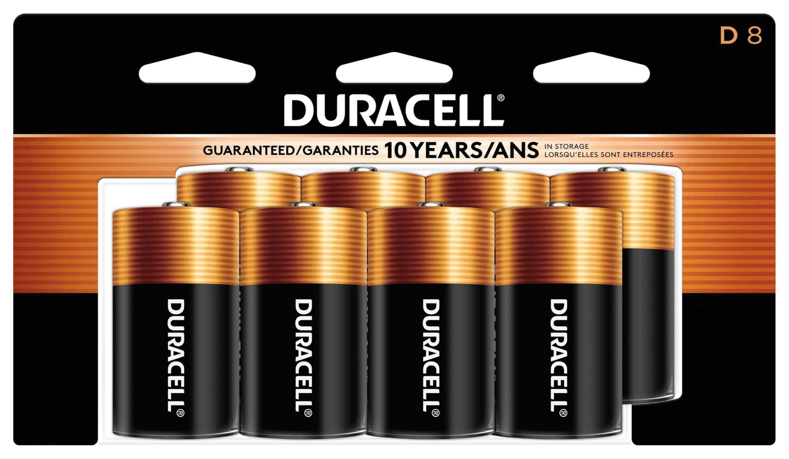 Duracell Coppertop D Batteries, 8 Count Pack, D Battery with Long-lasting Power, All-Purpose Alka... | Amazon (US)