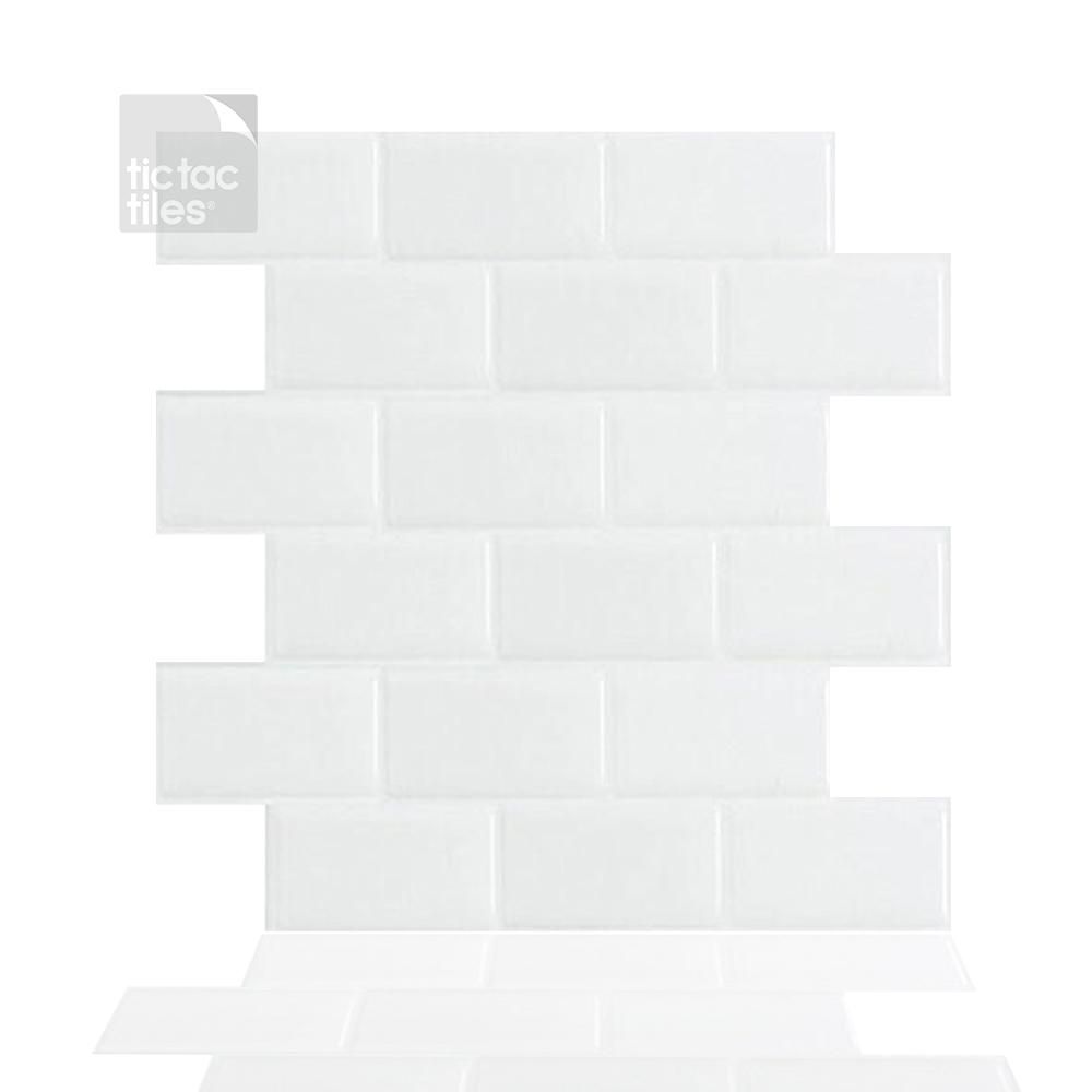 Subway White 12 in. x 12 in. Peel and Stick Self-Adhesive Decorative Mosaic Wall Tile Backsplash ... | The Home Depot