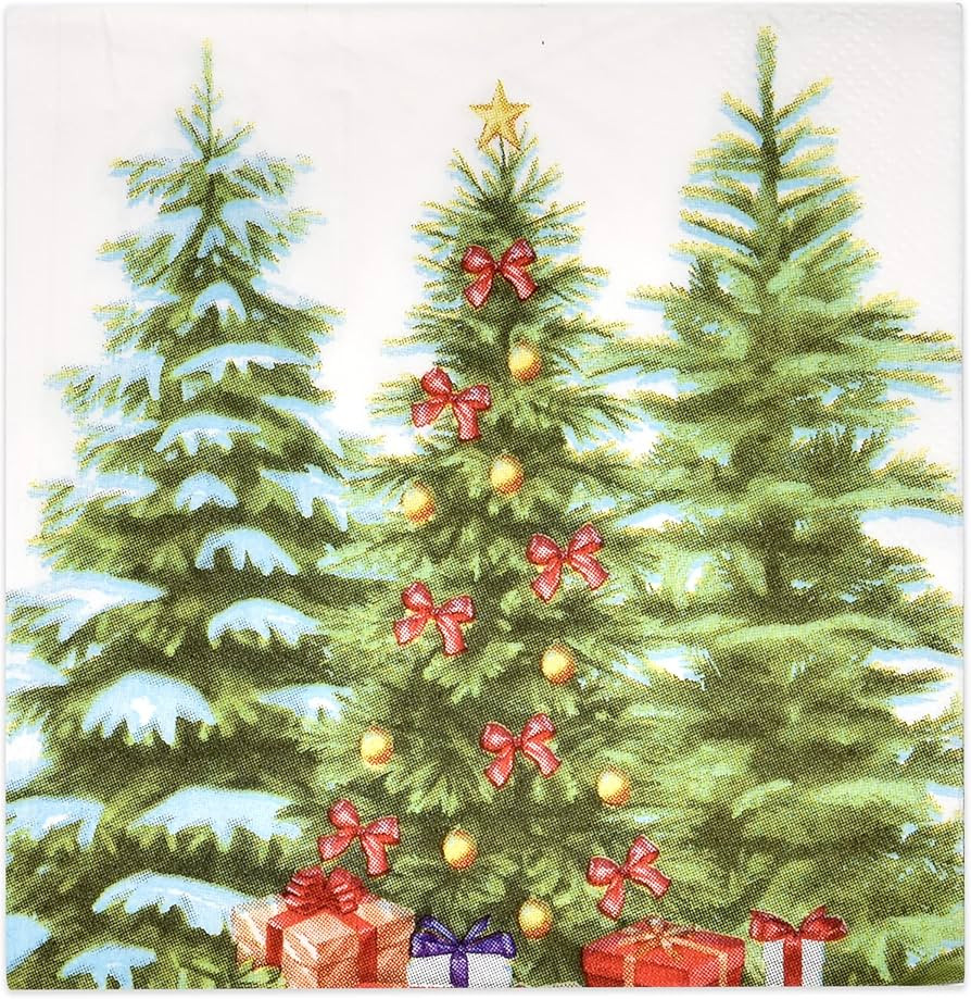 Gift Boutique 100 Christmas Cocktail Beverage Napkins Disposable Paper Decorative Elegant Xmas Gr... | Amazon (US)