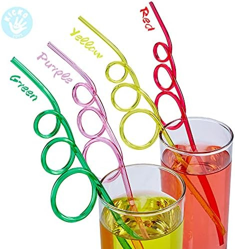 Kicko 24 Pieces Loop Straws in Assorted Colors – Great for Parties, Carnivals, Fun. | Amazon (US)