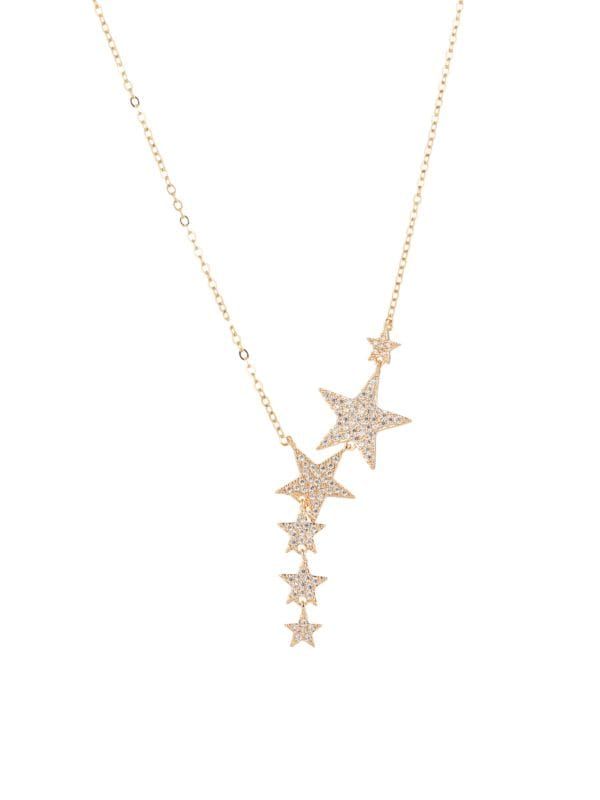 Luxe 14K Goldplated Sterling Silver, Goldtone & Crystal Star Pendant Necklace | Saks Fifth Avenue OFF 5TH (Pmt risk)
