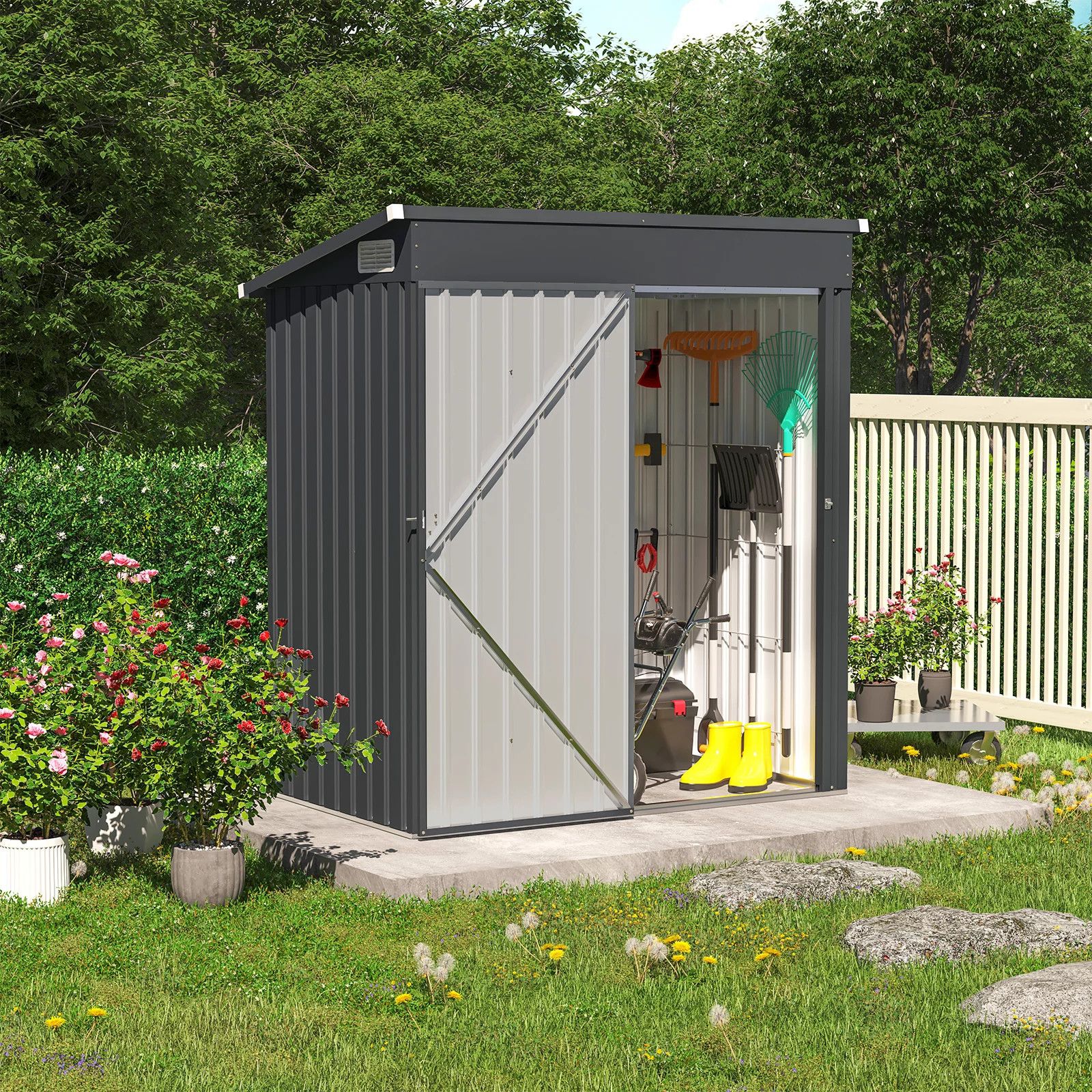 OC Orange-Casual 5' x 3' FT Outdoor Storage Shed, Metal Garden Tool Shed with Lockable Door, Outs... | Walmart (US)