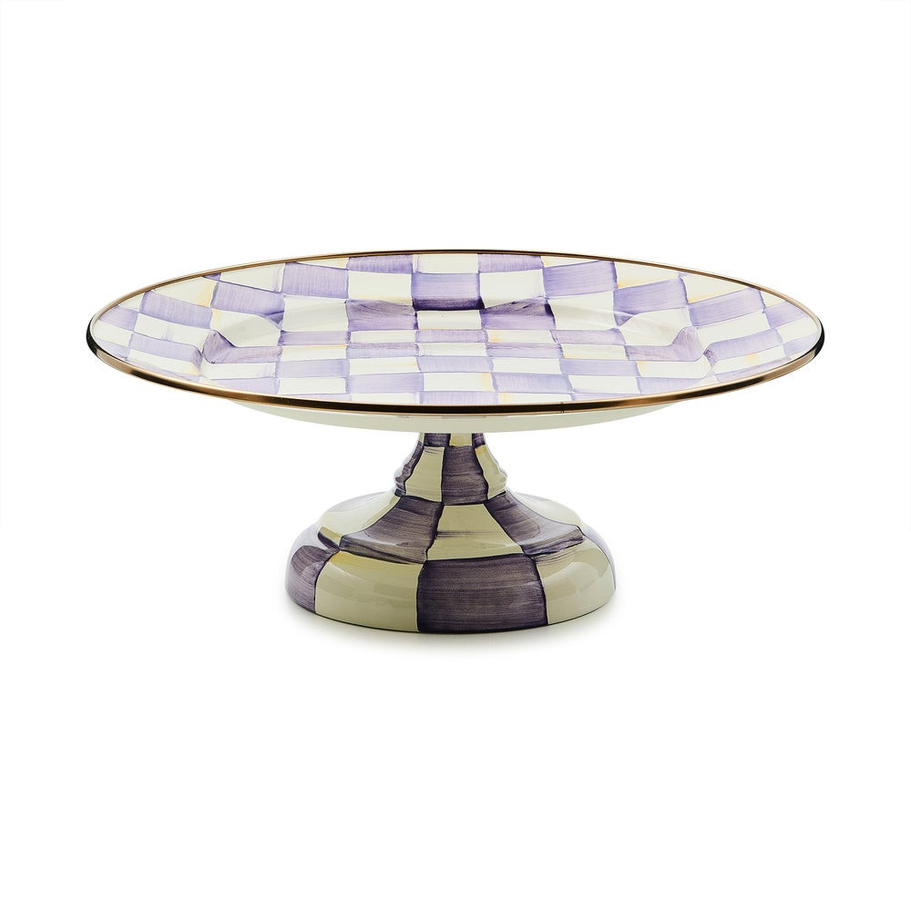 Violet Check Small Pedestal Platter | MacKenzie-Childs