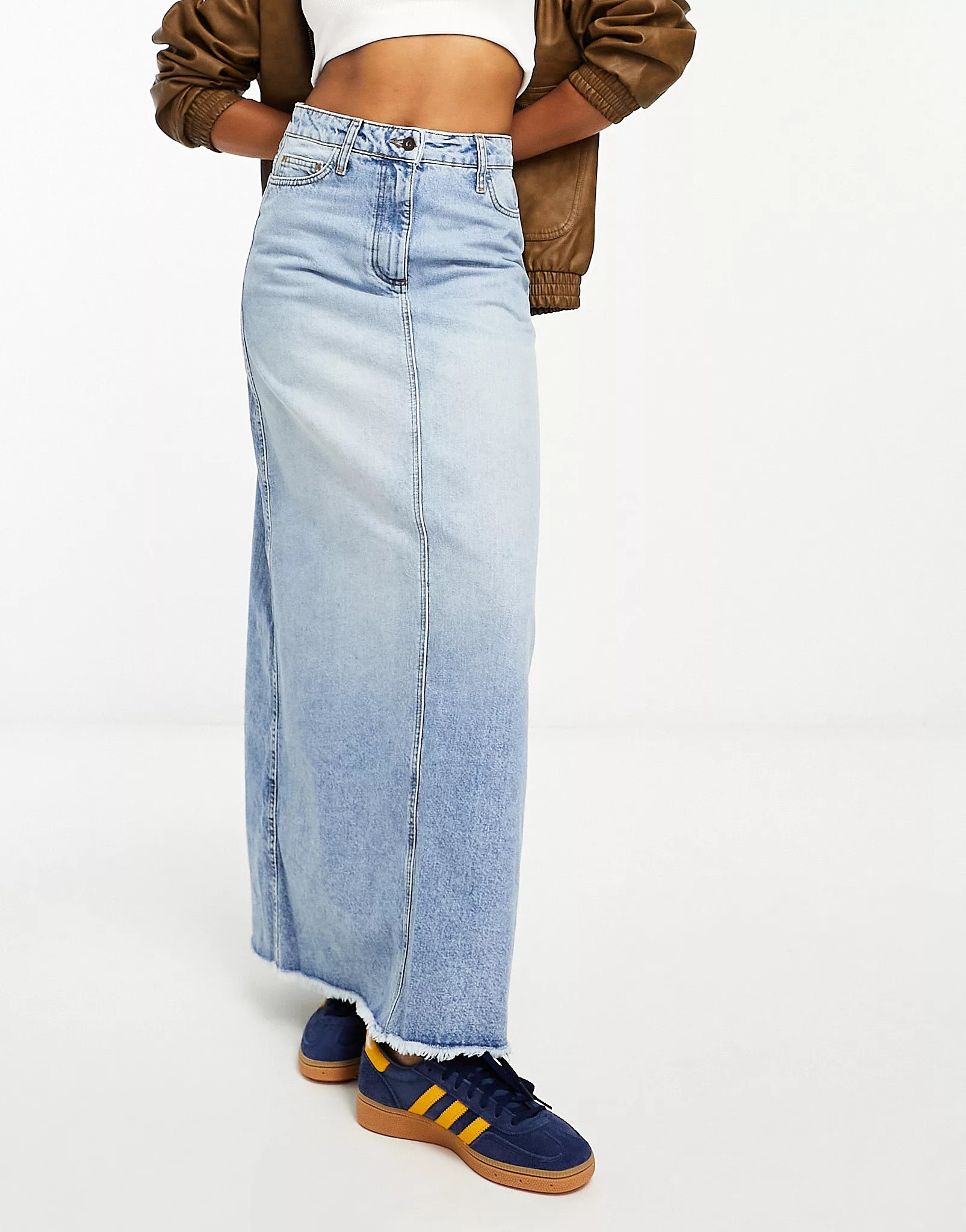 COLLUSION a-line long maxi denim skirt in vintage blue wash | ASOS (Global)