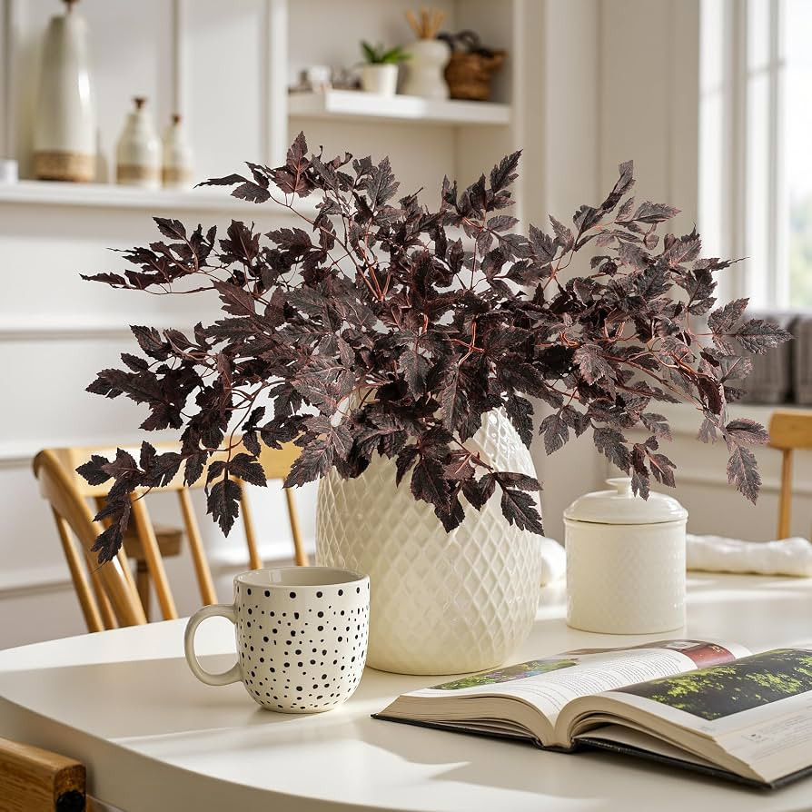 Artificial Fall Leaves Fall Stems Silk Plants Artificial Cimicifuga Plant Greenery\uff0c 4pcs Fal... | Amazon (US)