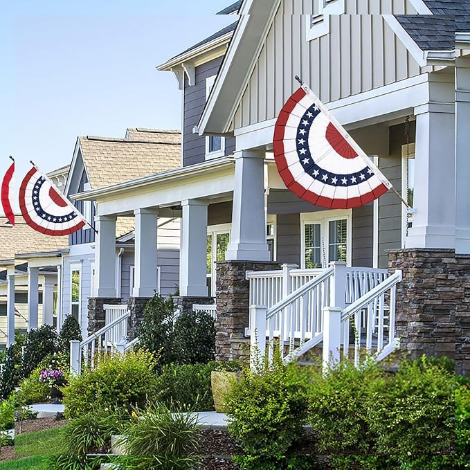 6 Pcs 4th of July Decorations Patriotic Bunting Flag, Memorial Day Decorations, Red White and Blu... | Amazon (US)
