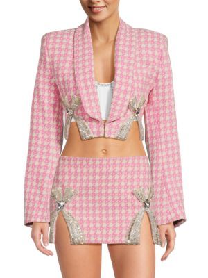 Embellished Virgin Wool Blend Cropped Blazer | Saks Fifth Avenue OFF 5TH