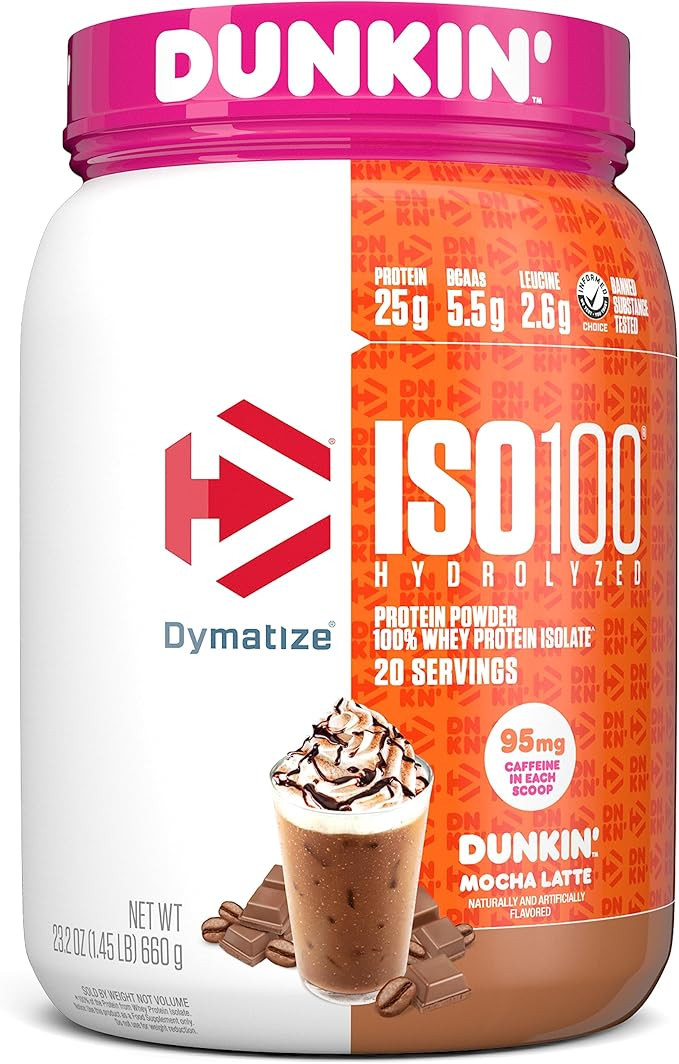 Dymatize ISO100 Hydrolyzed Protein Powder in Dunkin' Mocha Latte Flavor, 100% Whey Isolate, 25g P... | Amazon (US)