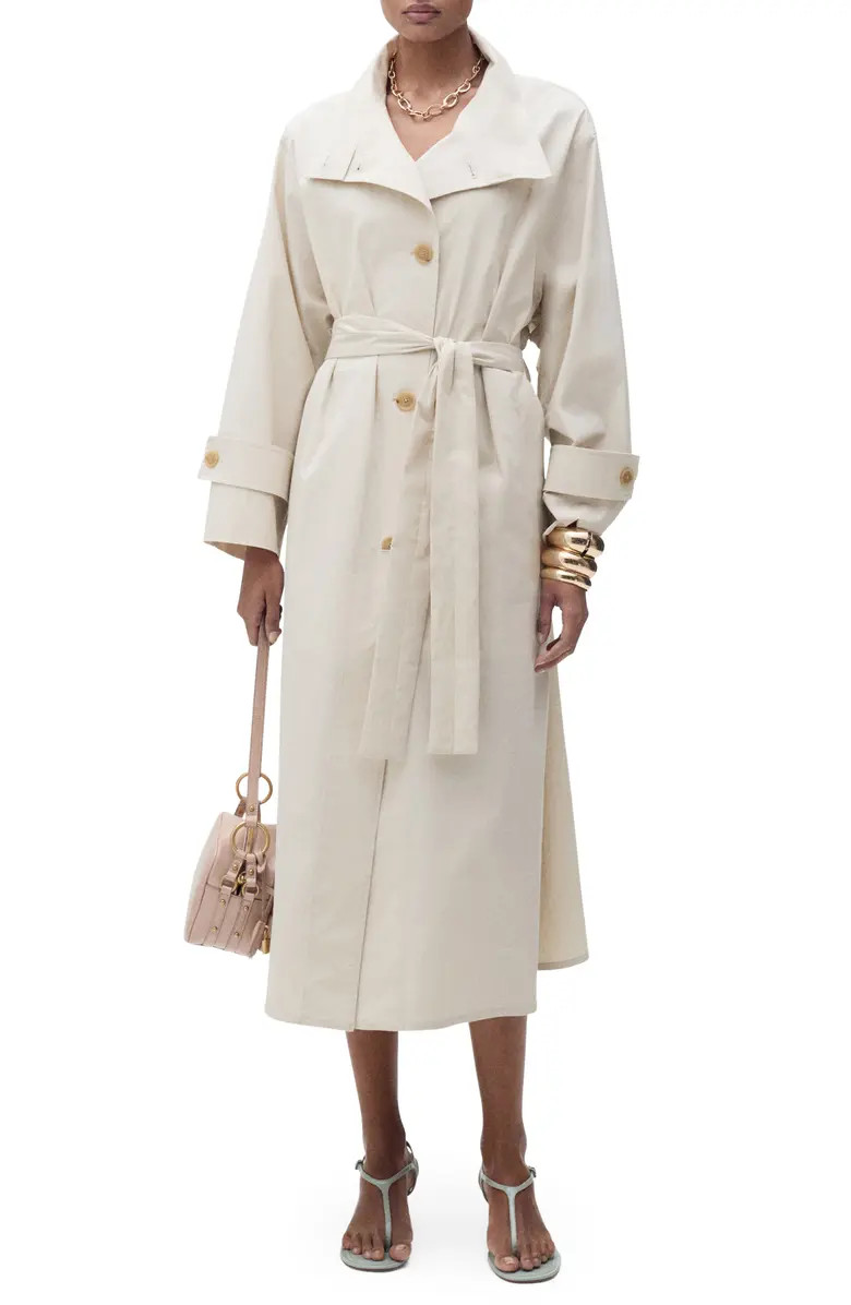 MANGO Overszie Stretch Cotton Trench Coat | Nordstrom | Nordstrom