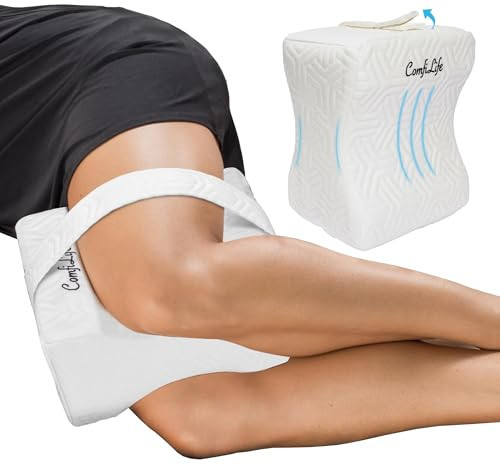 ComfiLife Knee Pillow for Side Sleepers – Cooling Leg Pillow for Side Sleeping – Knee Pillow with Strap for Hip Pain, Back Pain, Sciatica Pain Relief – Memory Foam Hip Pillow Contour Design | Amazon (US)