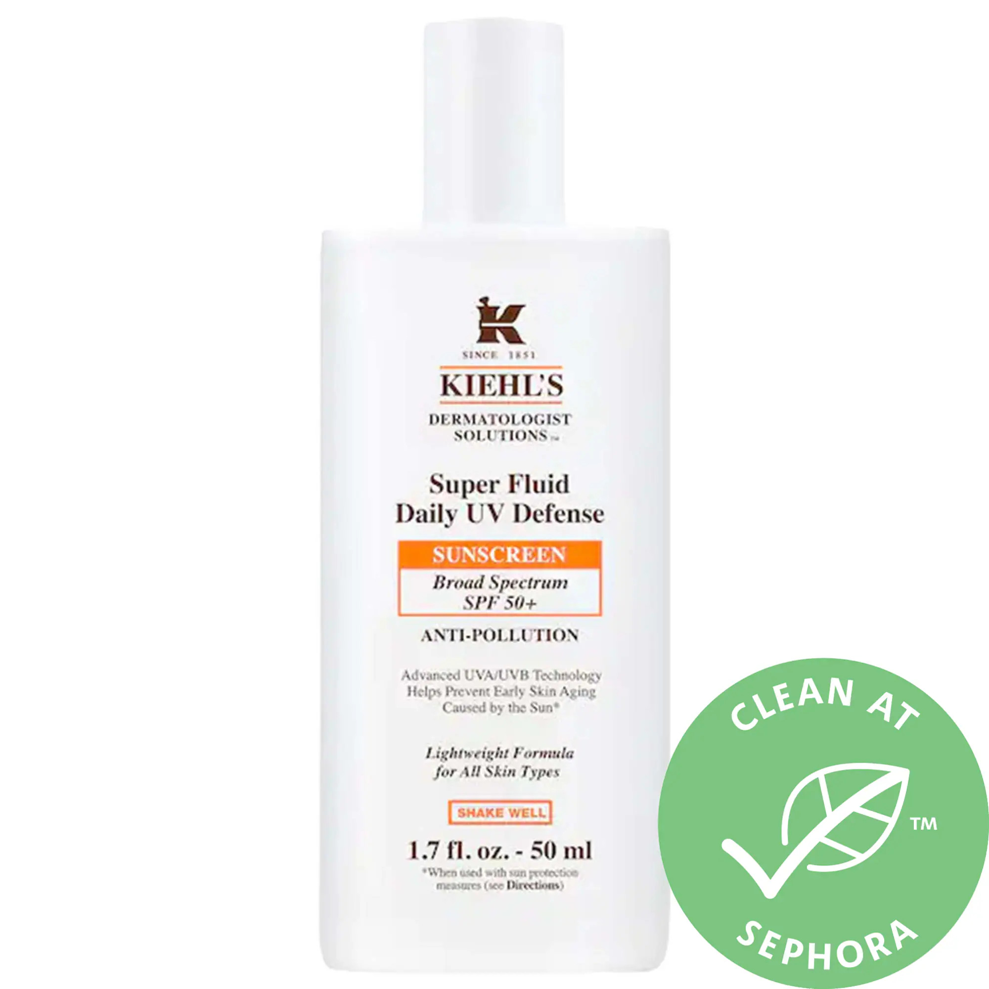 Kiehl's Since 1851 Super Fluid Daily UV Defense Sunscreen Broad Spectrum SPF 50+ 1.7 oz / 50 ml | Sephora (US)