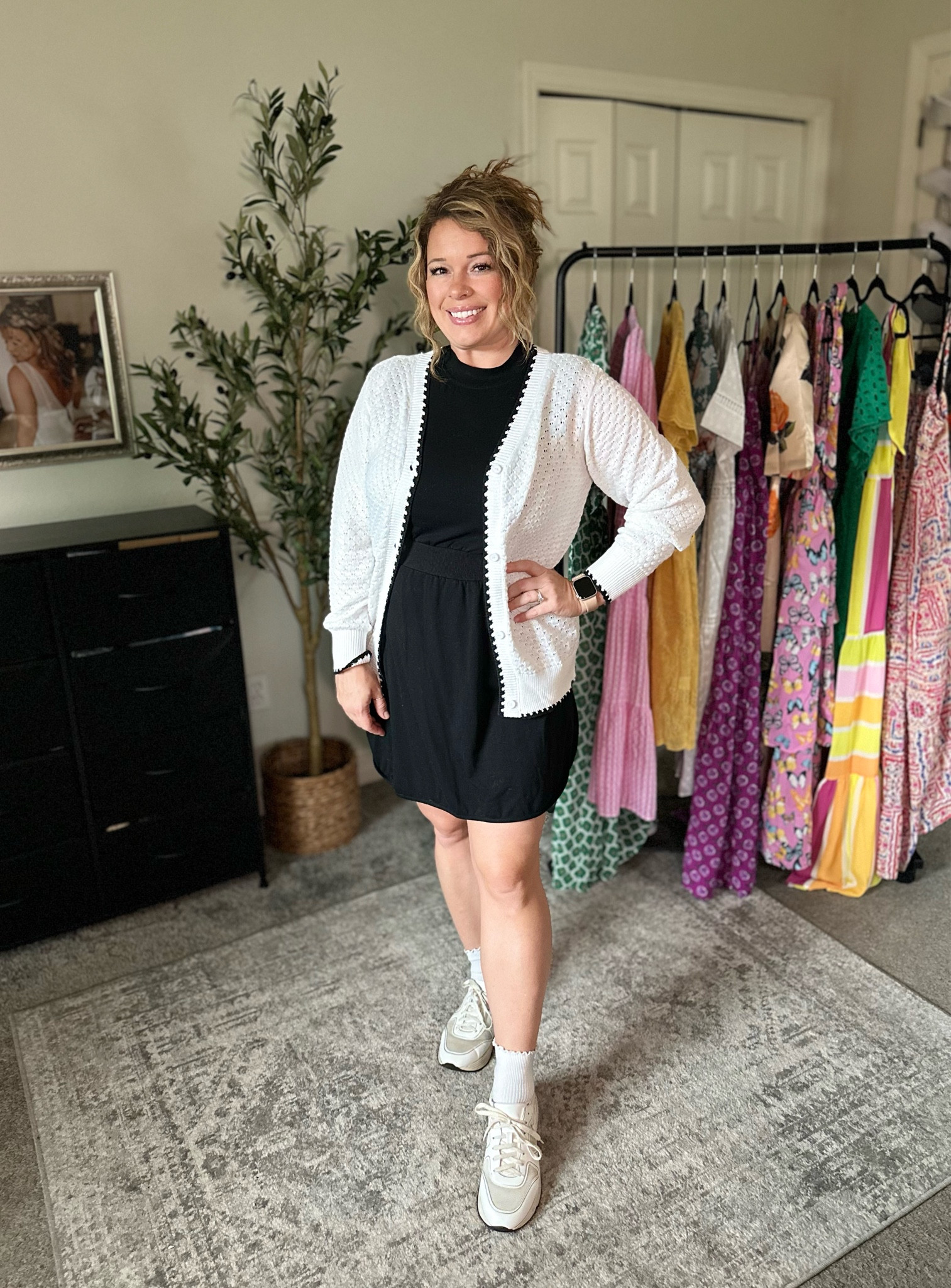 I am loving this little white knit cardigan with black trim. It’s such a cute piece to use as we ease into fall or to throw over any summer dress for a colder venue. Comes in other colors and size down for a slimmer fit or your normal size for a super baggy fit.

#LTKMidsize #LTKFindsUnder50 #LTKStyleTip