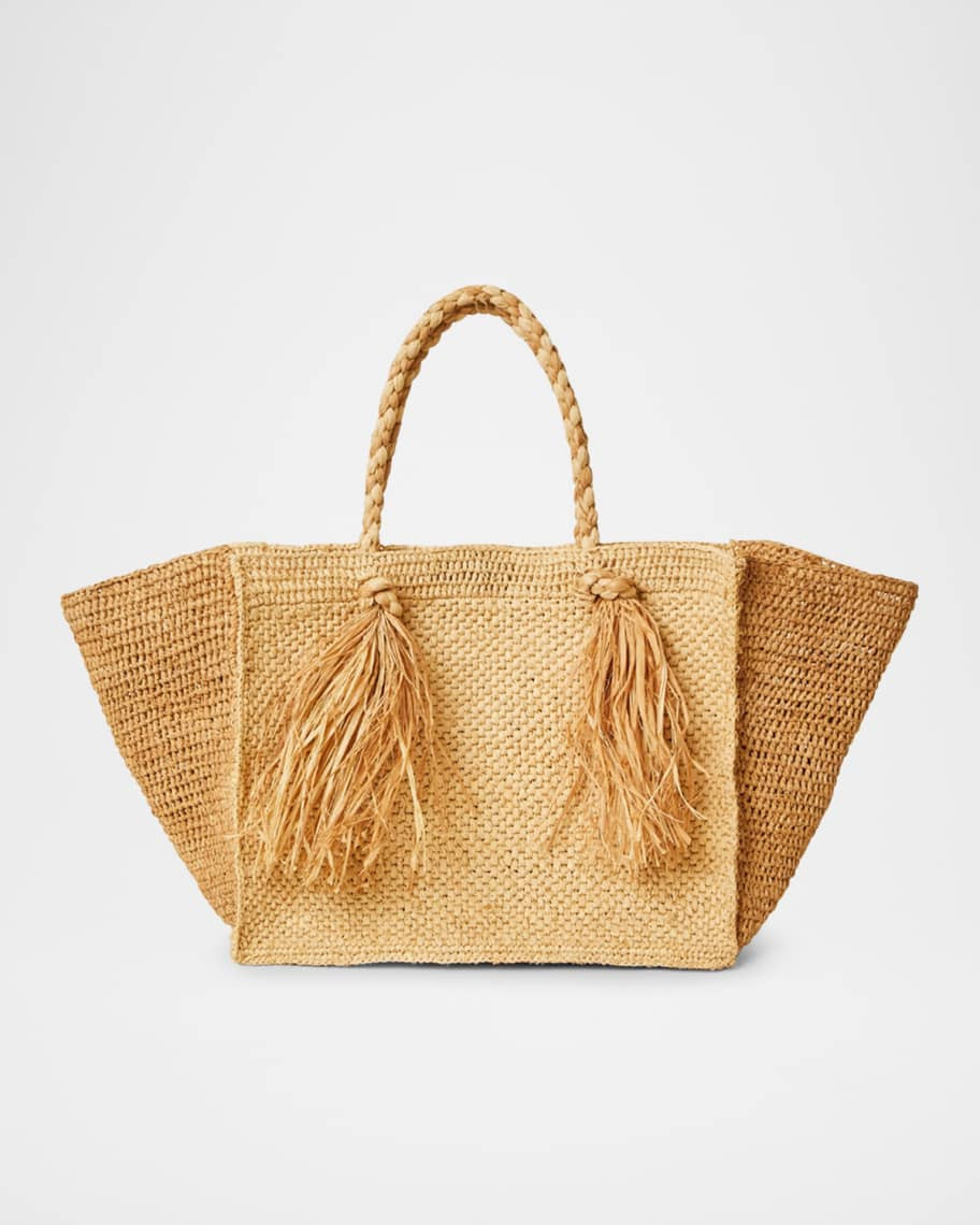 BTB Los Angeles Lucas Large Tassel Straw Tote Bag | Neiman Marcus