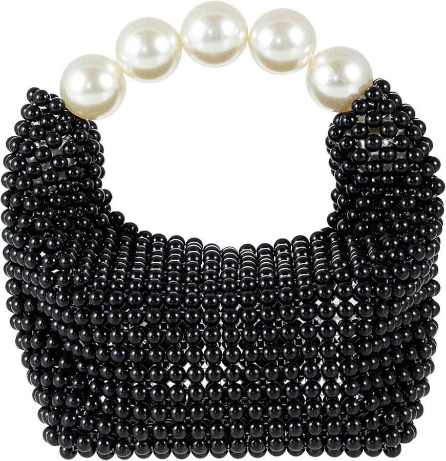 Women Pearl Beaded Clutch Handle Bag Evening HandBag for Wedding Party | Amazon (US)