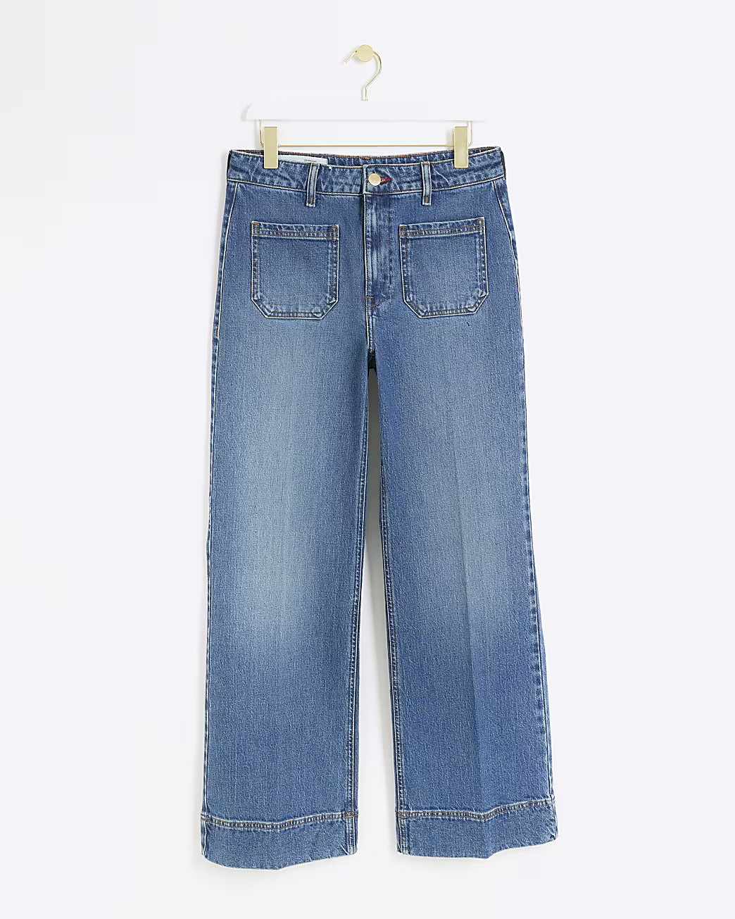 Blue High waisted pocket wide leg jeans | River Island UK & IE