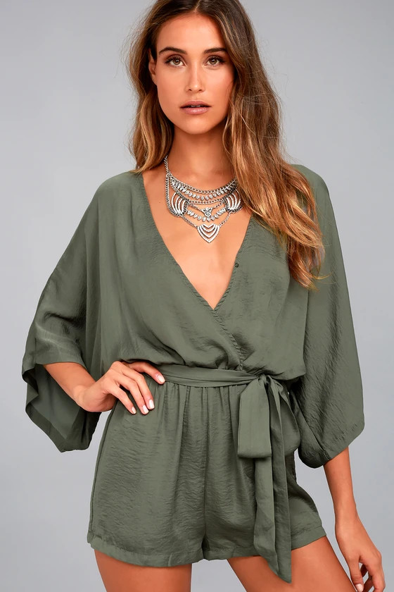 Ain't It Grand Olive Green Romper | Lulus (US)