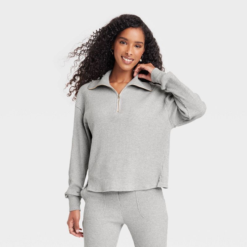 Women's Waffle Knit Quarter Zip Sweatshirt - Universal Thread™ | Target