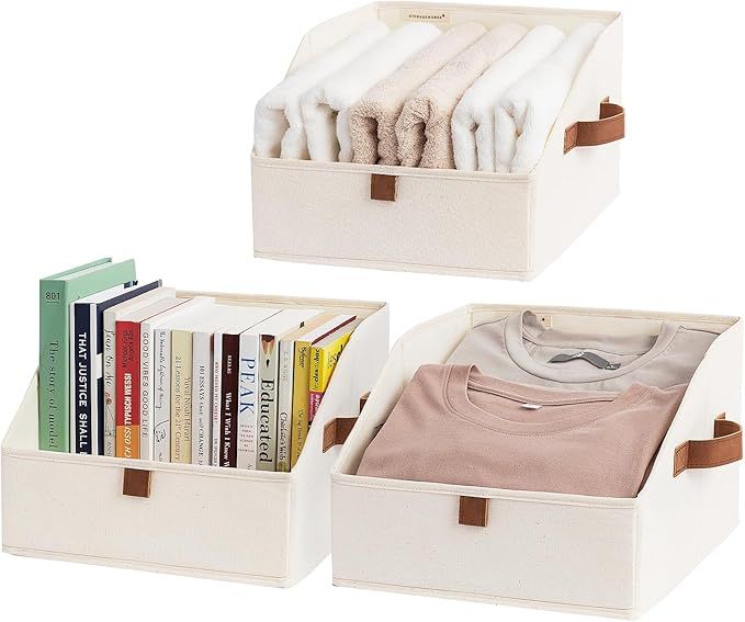StorageWorks Closet Organizer Bins, Trapezoid Storage Box, Fabric Storage Baskets for Shelves, Sm... | Amazon (US)