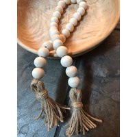 Farmhouse Decor/Wood Beads/Garland With Tassles/Prayer Beads/Natural Wood Beads/Farmhouse Beads/Mari | Etsy (US)