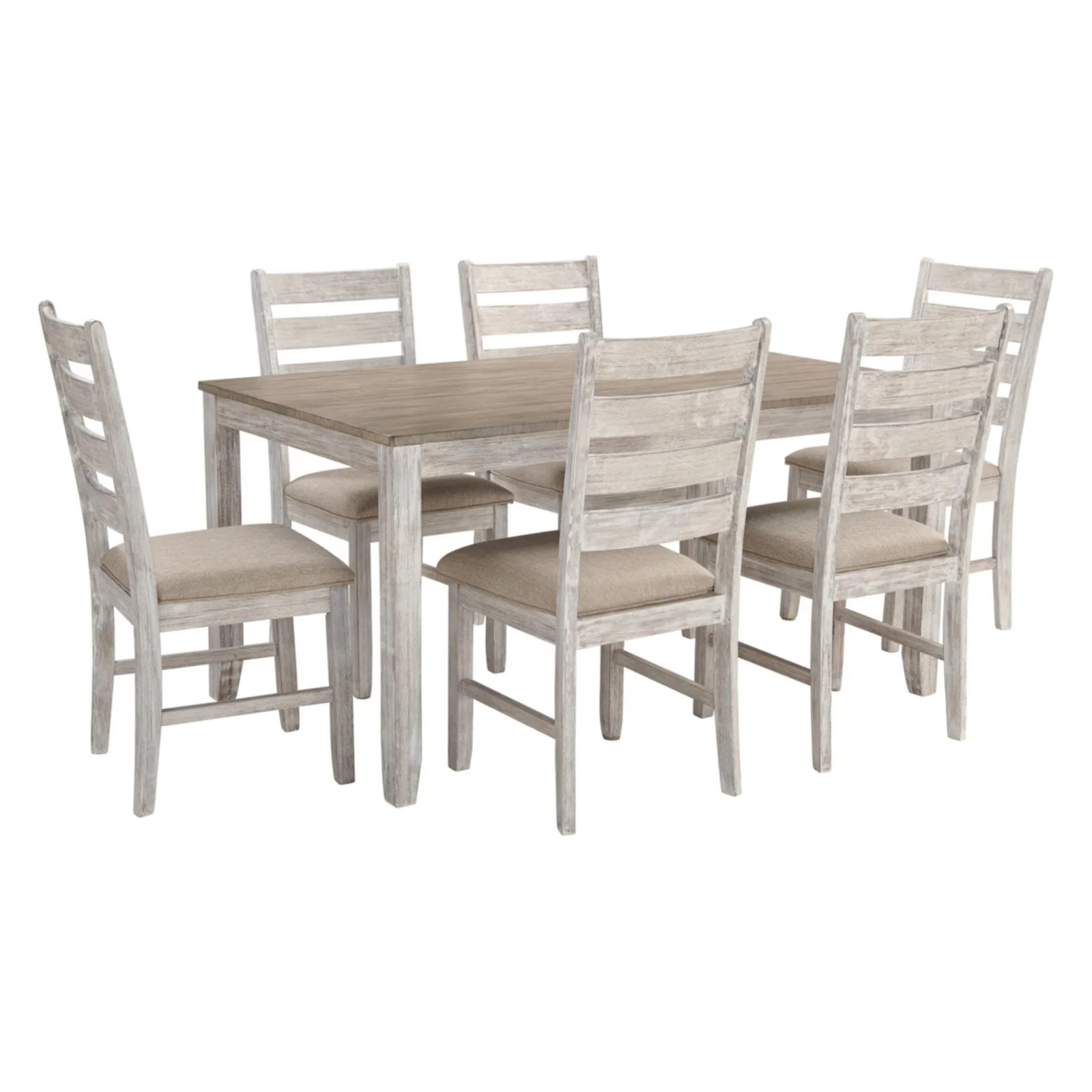 Ashley Furniture Skempton 7 Piece Dining Set in White and Light Brown | Walmart (US)