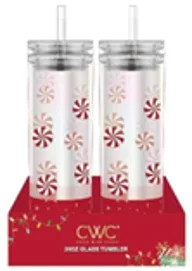 Cook With Color 2-Pack 20oz Glass Holiday Water Bottle with Lid & Straw, Peppermints - Walmart.co... | Walmart (US)