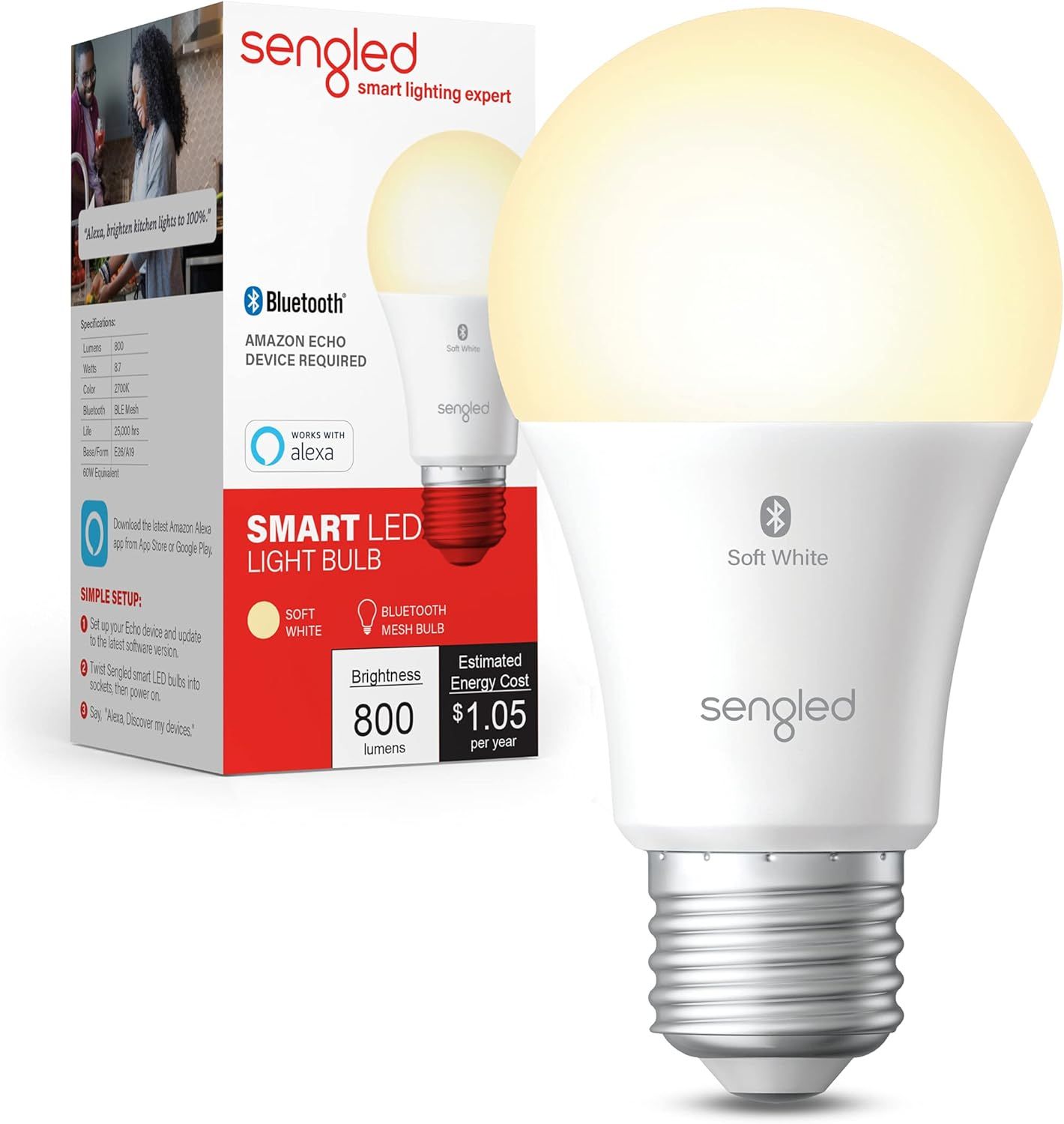 Sengled Smart Bulb, Alexa Light Bulb Bluetooth Mesh, Smart Light Bulbs That Work with Alexa Only,... | Amazon (US)