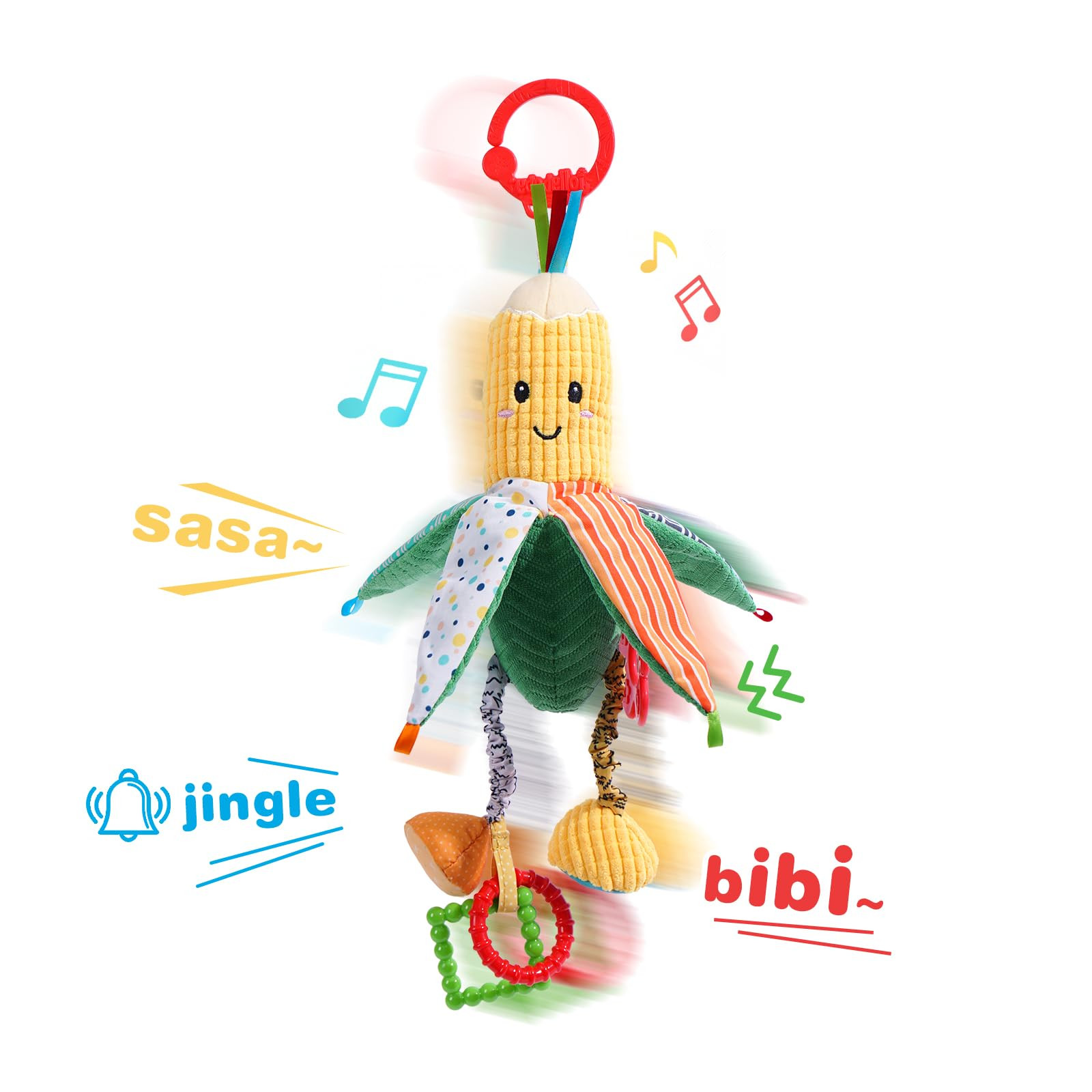 Jollybaby Baby Rattles Hanging Toys for Car Seat Crib Stroller Gym, Montessori Sensory Plush Vege... | Amazon (US)