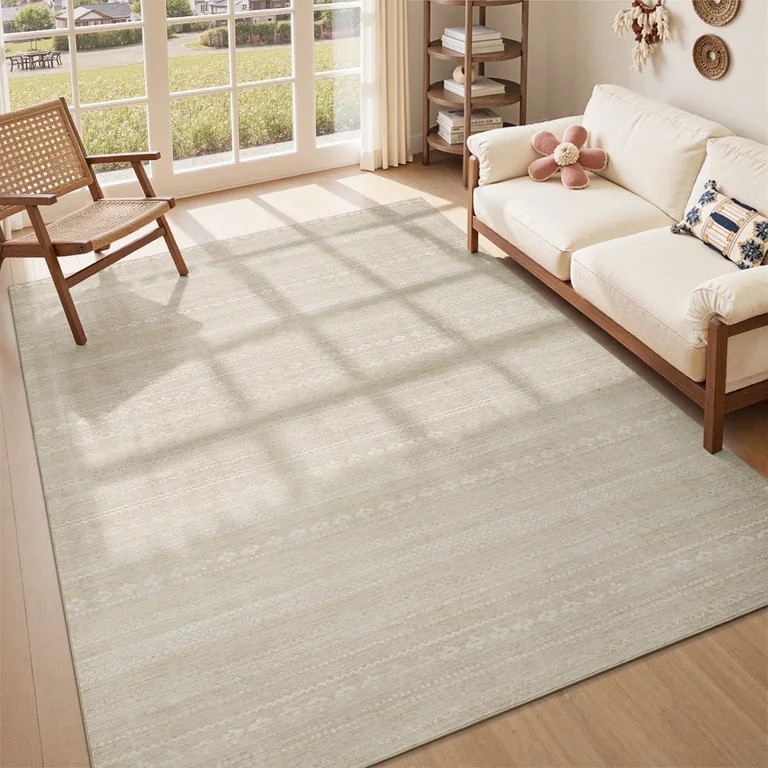 VUNATE 5'x7' Area Rugs for Living Room Washable Rugs Boho Moroccan Area Rug Soft Neutral Geometri... | Walmart (US)
