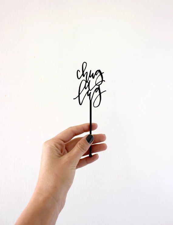 chug-a-lug acrylic calligraphy cocktail stirrers (set of 4) | Etsy (US)