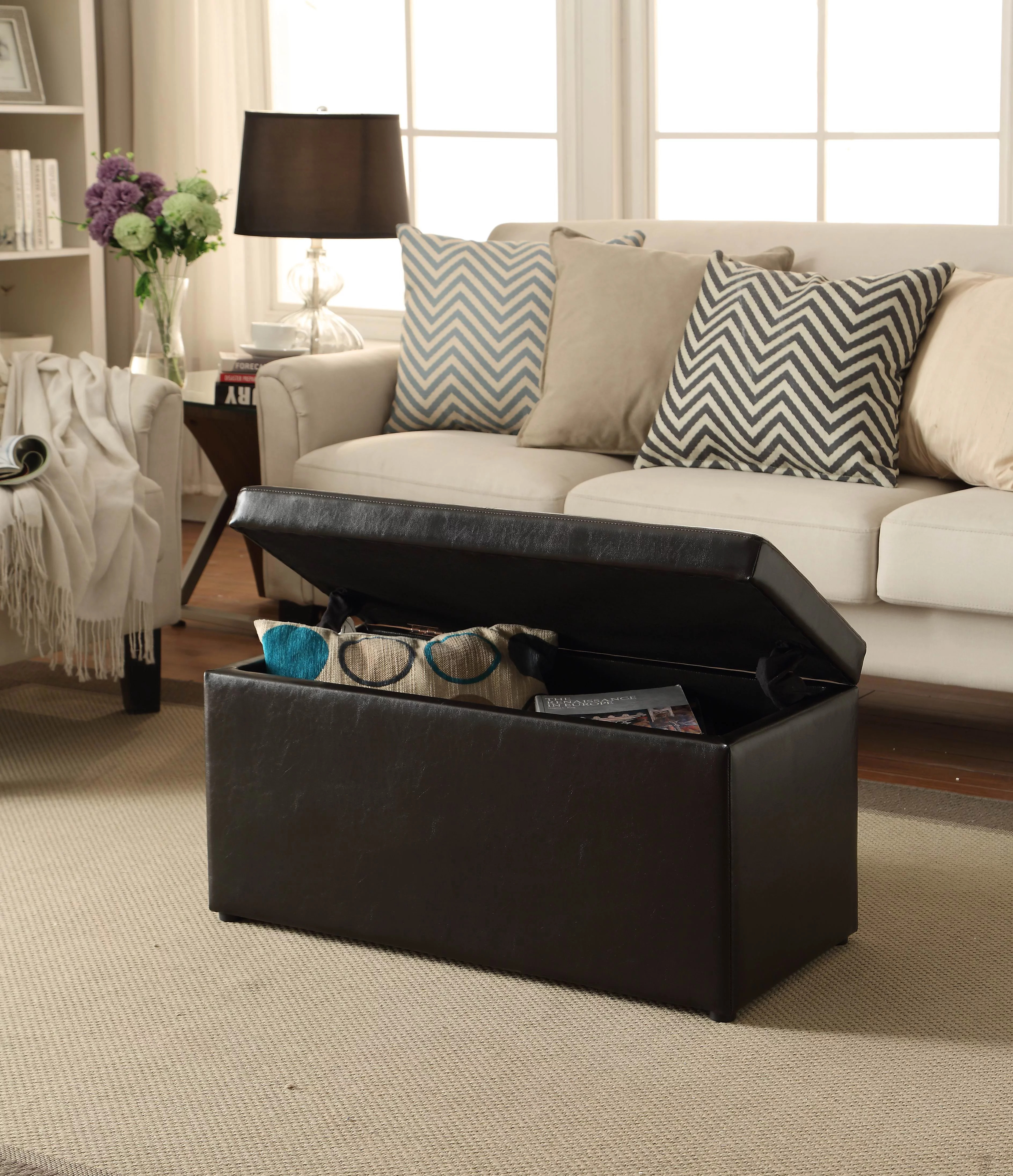 Better Homes & Gardens 30-inch Hinged Storage Ottoman, Brown | Walmart (US)